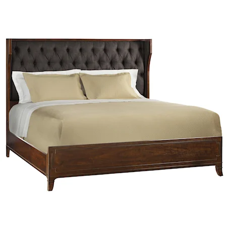 King Upholstered Shelter Bed with Diamond Tufting